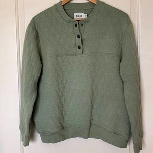 NWOT Pact Quilted Sweater with pockets, size L